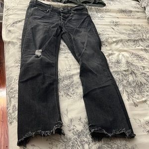 McGuire straight leg black jeans. Hits right above ankles.